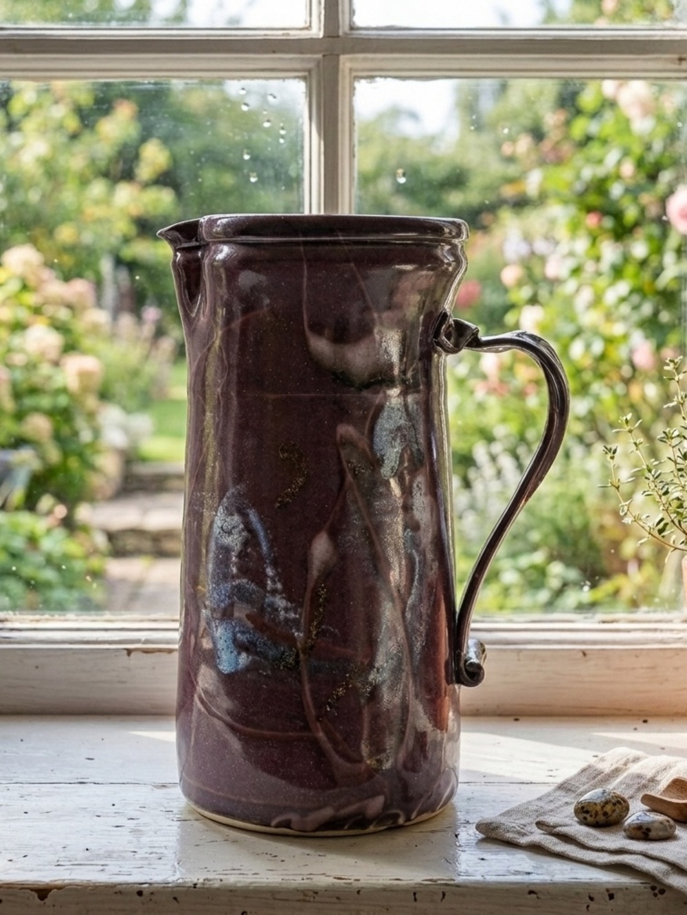 Kayo OYoung 1993 Pitcher Jug Vase Canadian Potter Vintage Pottery Art